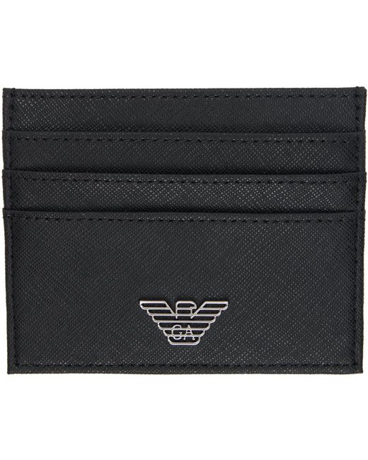 Emporio Armani Black Regenerated Faux-leather Card Holder for men