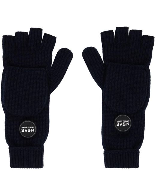 Giorgio Armani Blue Neve Fingerless Gloves for men