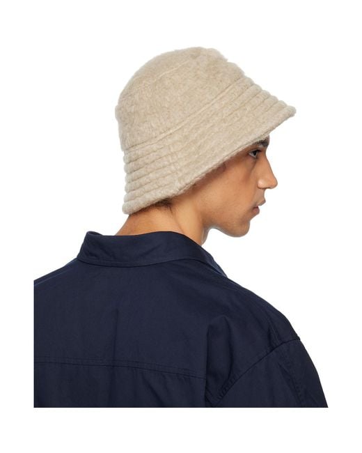 Dries Van Noten Blue Wool Mohair Bucket Hat for men