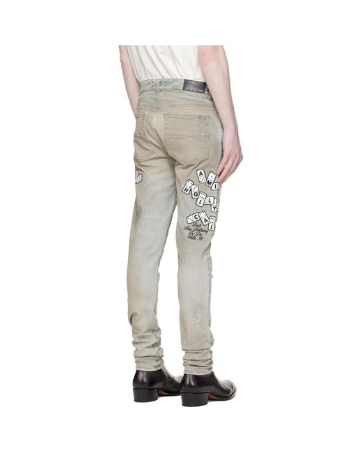 Amiri White Domino Appliqué Skinny Jeans for men