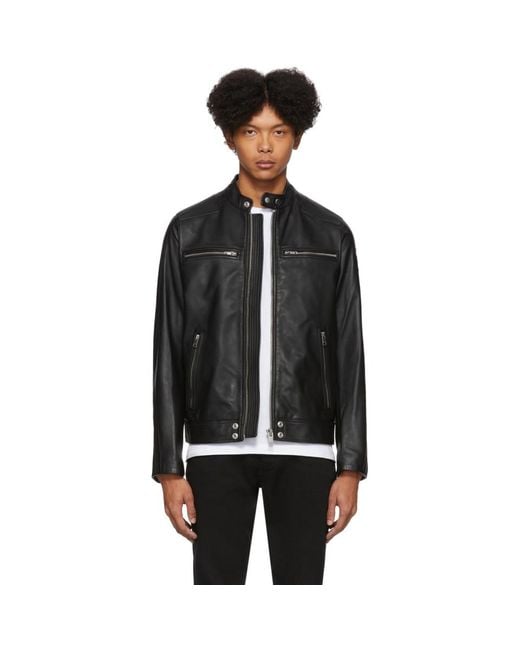DIESEL Black Leather L-boy Jacket for men