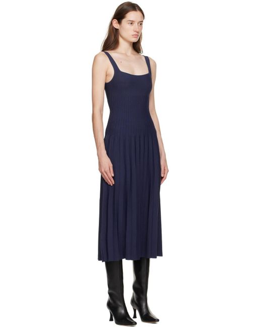 Staud Blue Navy Ellison Midi Dress