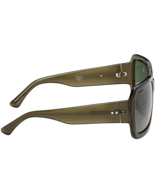 Dries Van Noten Green Khaki Linda Farrow Edition Oversized Sunglasses for men