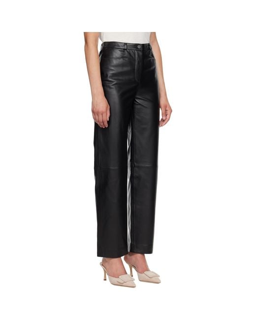 Loulou de Saison Black Cobe Lds Leather Trousers