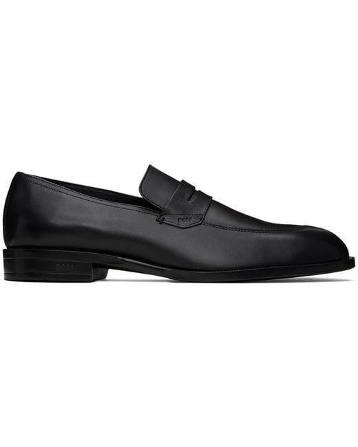 Boss Black Leather Loafers for men