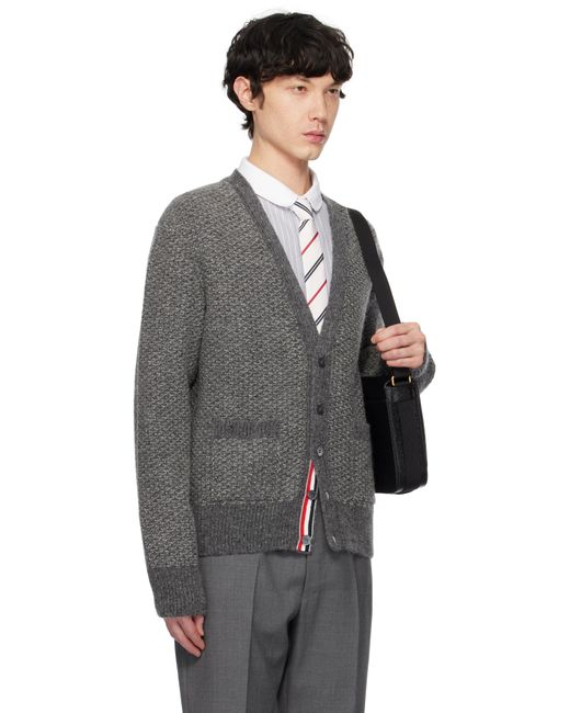 Thom Browne Black Donegal 4-Bar Relaxed V Neck Cardigan for men