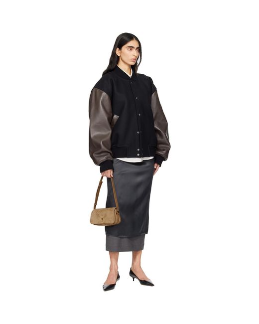 AMI Brown Calfskin Leather Paris Paris Shoulder Bag