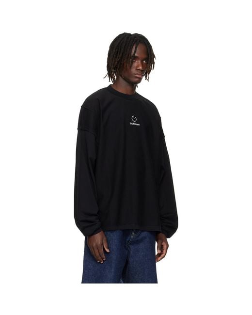 Vetements Black 'Shut Down' Embroidered Longsleeve Sweatshirt for men