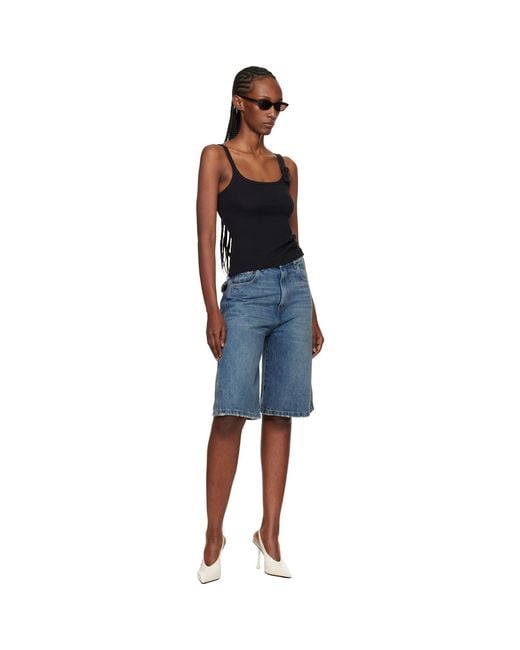 Courreges Black Buckle 90's Rib Tank Top