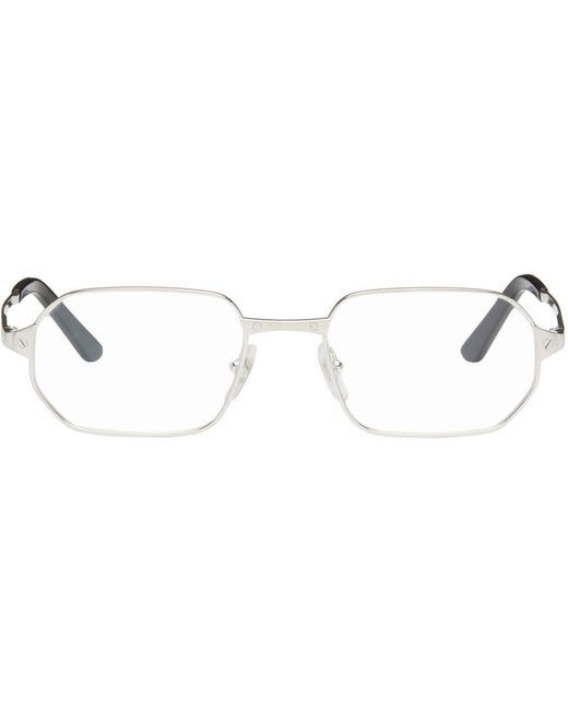 Cartier Black Silver Rectangular Glasses for men