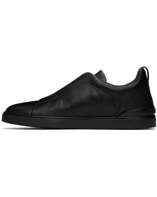 Baskets triple stitchTM noires en cuir de cerf Zegna pour homme en coloris Black
