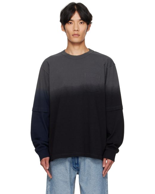 Sacai Blue Garment-Dyed Cotton Jersey T-Shirt for men