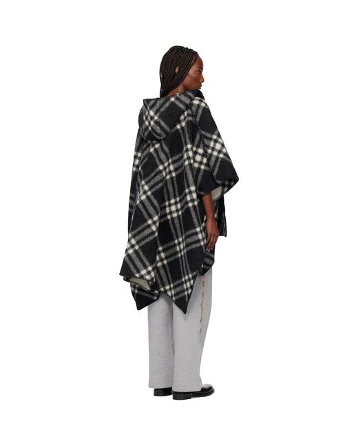 Burberry Black Check Wool Reversible Cape