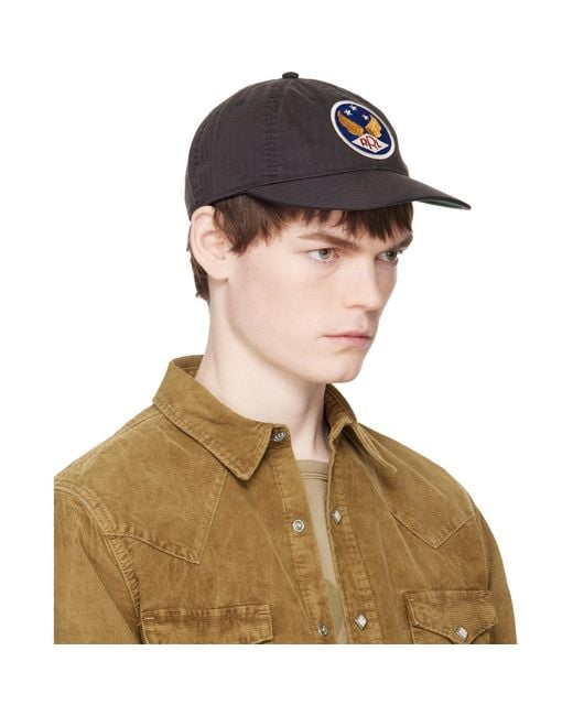 RRL Brown Winged-Logo Twill Ball Cap for men