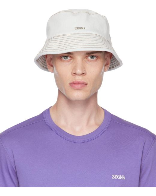 Zegna Purple Blue Denim Hardware Bucket Hat for men