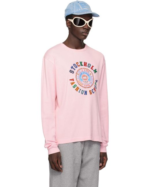 Acne Pink Printed Long Sleeve T-shirt for men