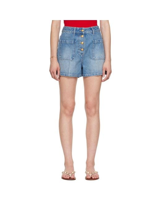 Valentino Blue Patch Pocket Denim Shorts