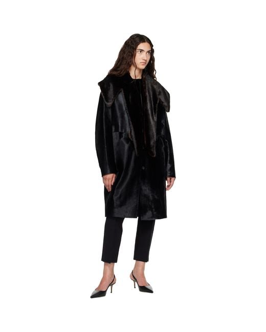 Loulou de Saison Black Lotta Pony-Effect Leather Coat