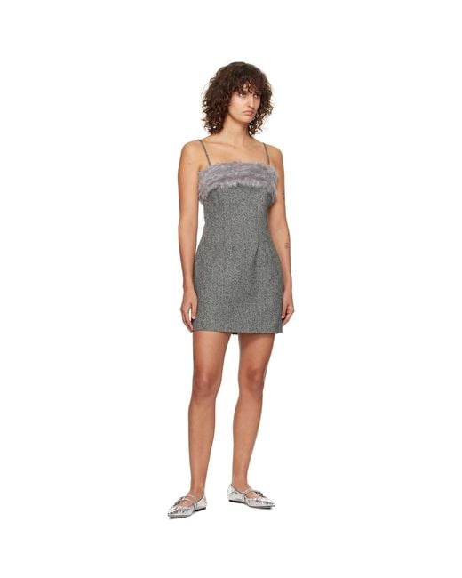 MSGM Black Fleece Trim Minidress