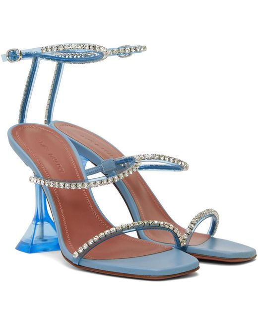 AMINA MUADDI Blue Gilda Glass Heeled Sandals