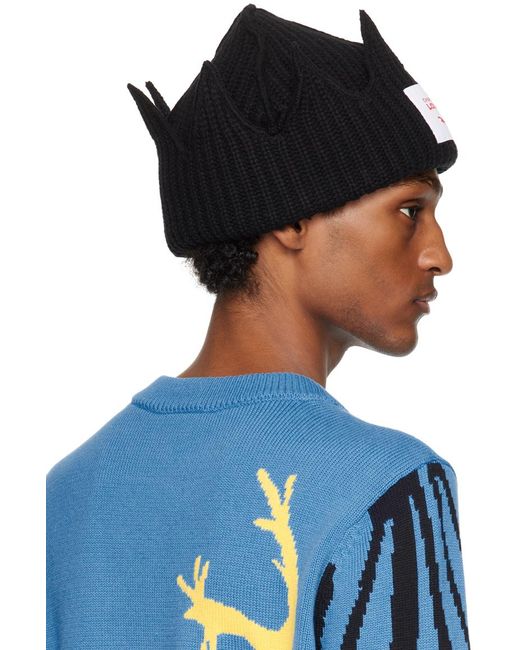 Charles Jeffrey Blue Chunky Crown Beanie for men