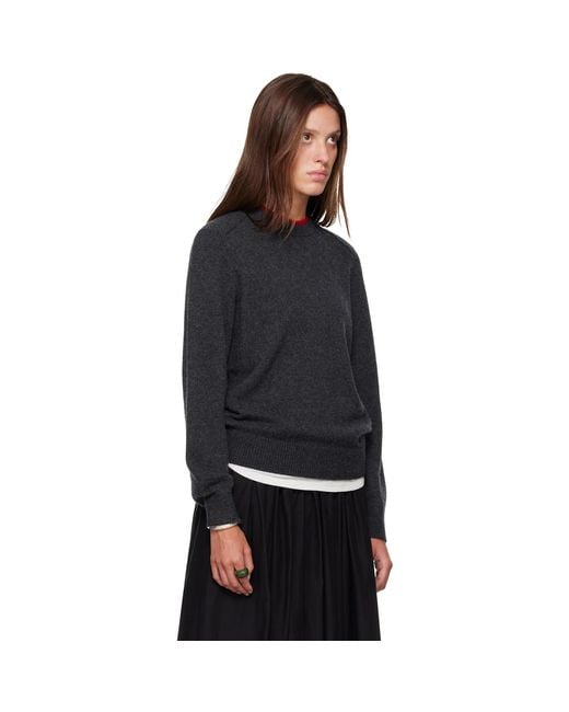 Loulou de Saison Black Otis Bicolor Cashmere Sweater
