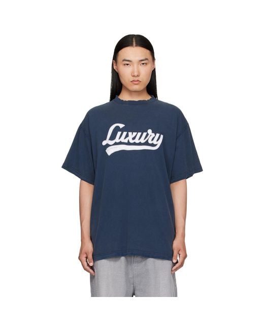 Balenciaga Blue 'Luxury' T-Shirt for men