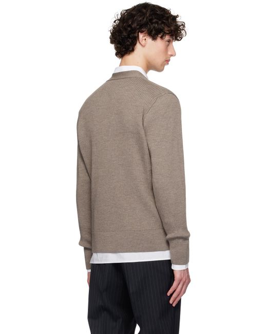 Officine Generale Black Taupe Miles Cardigan for men