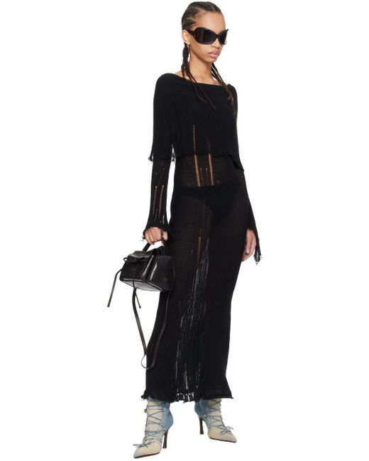 Acne Black Distressed Maxi Dress