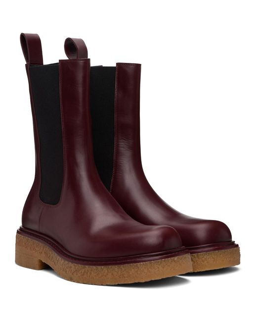 Bottega Veneta Brown Burgundy Haddock Chelsea Boots for men