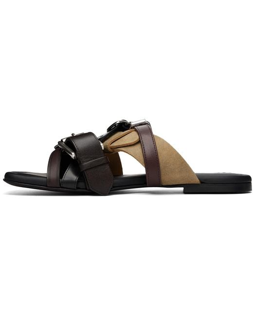 Acne Black Leather Belts Strap Sandals