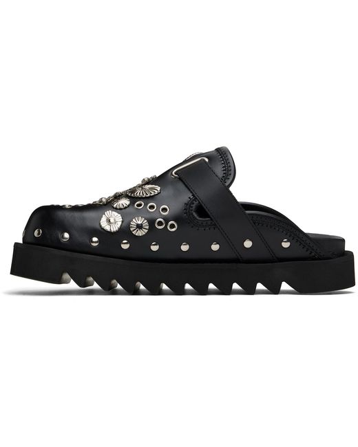 Toga Virilis Black Eyelet Metal Sabot Slip-On Loafers for men