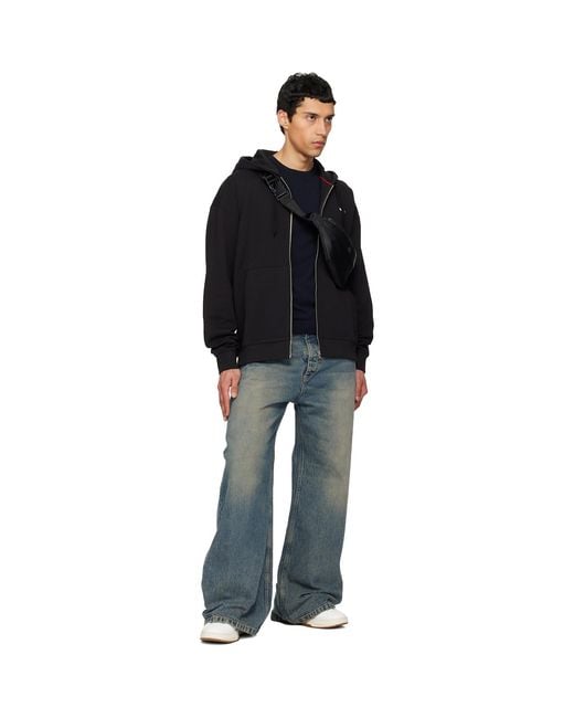 HUGO Black Stacked Logo Belt Bag for men