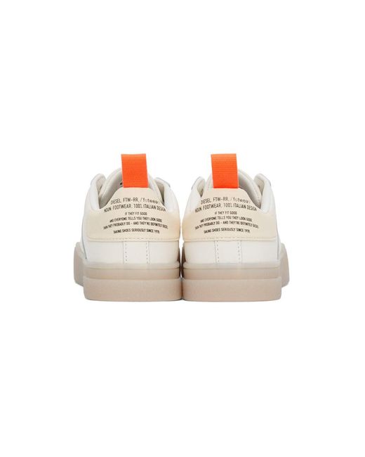 DIESEL White And Orange S-clever Low Sneakers for Men | Lyst