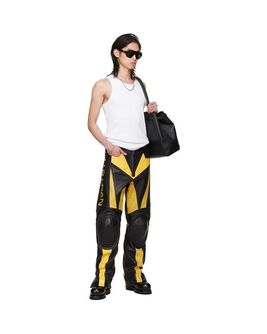Lu'u Dan Multicolor Bruce Lee X Lựu Đạn & Moto Racing Leather Pants for men