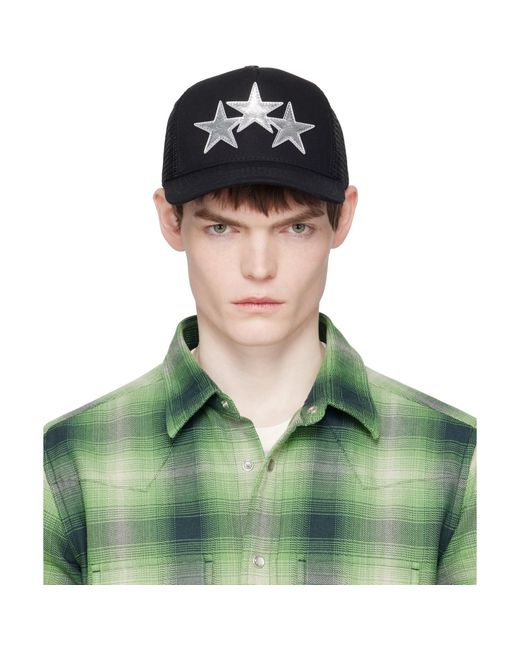 Amiri Green Metallic 3 Star Trucker Cap for men