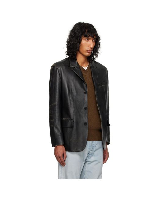 The Row Black Genki Leather Jacket for men