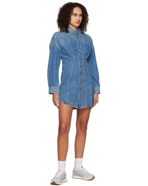 GRLFRND Blue Grace Corset Shirt Denim Minidress