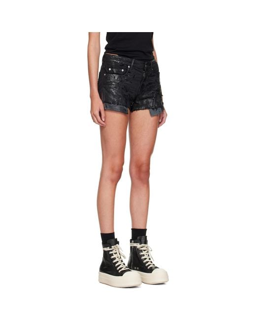 Rick Owens Black Tower Lana Cut Offs Denim Shorts