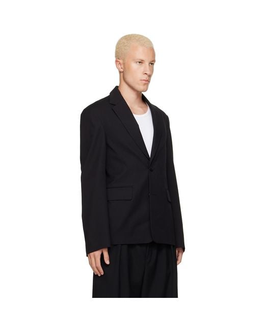 Dries Van Noten Black Cotton & Wool Twill Blazer for men