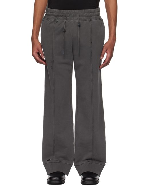 C2H4 Black Staff Uniform Asymmetric Agitator Distressed Sweatpants for men
