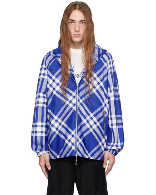 Burberry White & Blue Check Jacket for Men Lyst