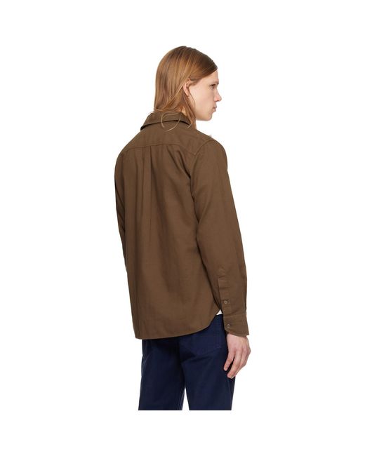 Tom Ford Black Cotton Linen Drill Military Shirt for men