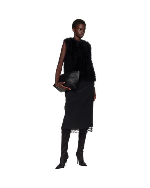 Yves Salomon Black Cropped Feather Gilet Vest