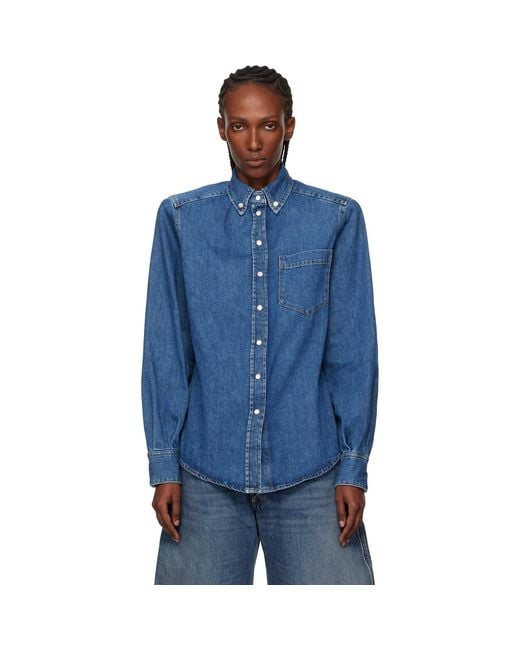 Mugler Blue Denim Power Shirt