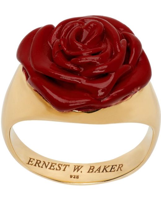 Bague doré et rouge à ornement Ernest W. Baker en coloris Red