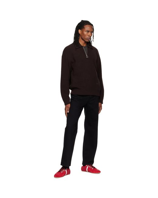 Wooyoungmi Black Ribbed Wool Polo for men