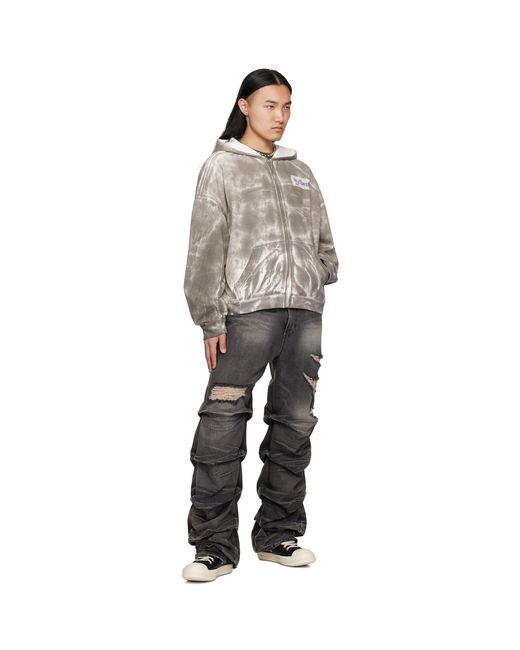 we11done Black Muddy Zip-Up Hoodie for men