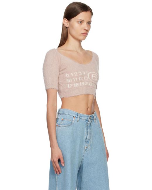 MM6 by Maison Martin Margiela Blue Pink Off-the-shoulder Sweater