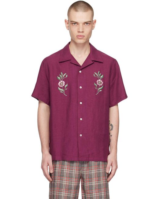 De Bonne Facture Purple Embroide Shirt for men